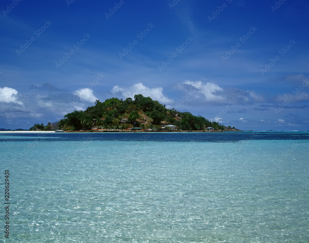 one of many small beautiful islands in the Seychelles