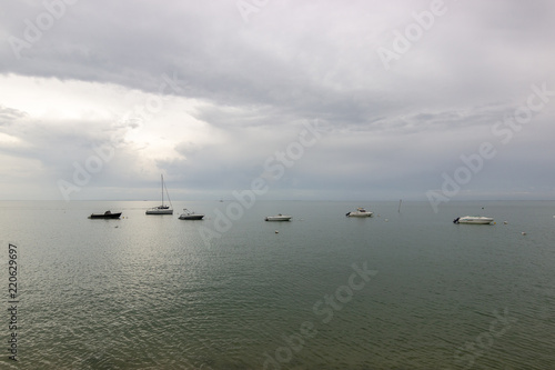 Horizon at the beach with boats