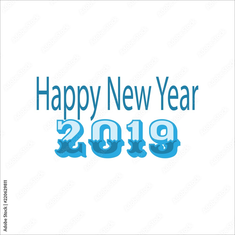 Happy New Year 2019 hand lettering. Fashion graphic background design. Modern stylish texture. Colorful template for prints, card of holiday season, poster, banner, etc. Vector illustration Happy New Year 2019 hand lettering. Fashion graphic background design. Modern stylish texture. Colorful template for prints, card of holiday season, poster, banner, etc. Vector illustration
