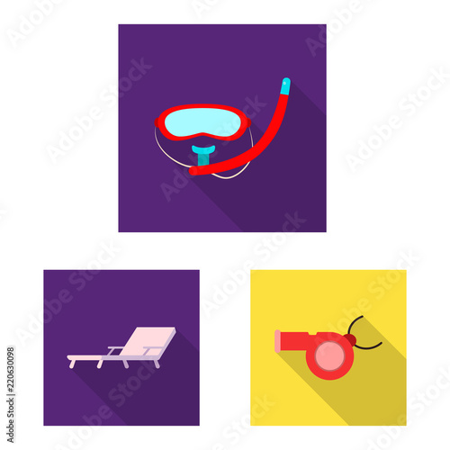 Vector illustration of pool and swimming sign. Set of pool and activity stock vector illustration.
