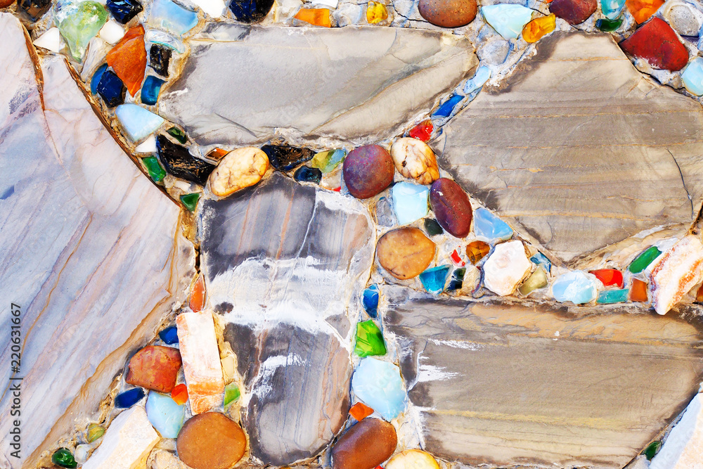 Fototapeta premium Old stone wall texture background, floor