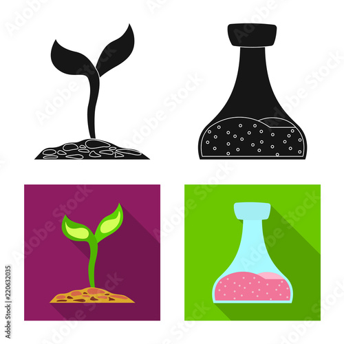 Vector illustration of genetic and plant symbol. Set of genetic and biotechnology stock symbol for web.