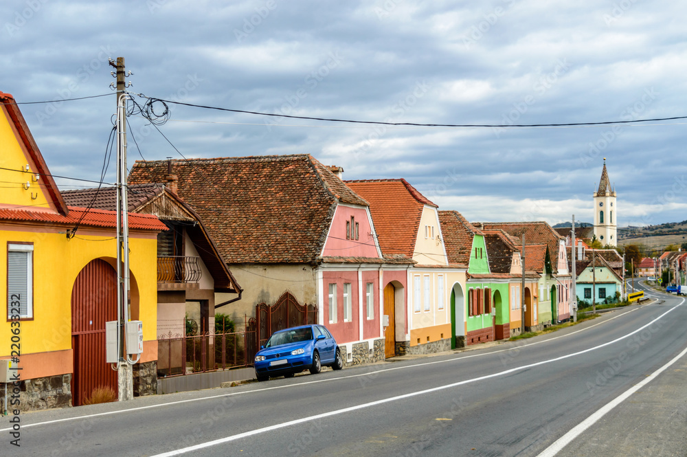 Colourful houses in an old village in Transylvania, Romania Colourful houses in an old village in Transylvania, Romania