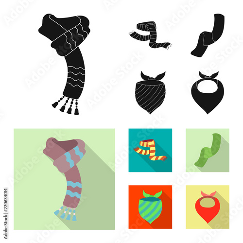 Isolated object of scarf and shawl symbol. Collection of scarf and accessory stock symbol for web.