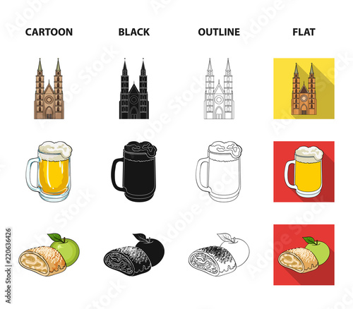 Country Germany cartoon,black,outline,flat icons in set collection for design. Germany and landmark vector symbol stock web illustration.