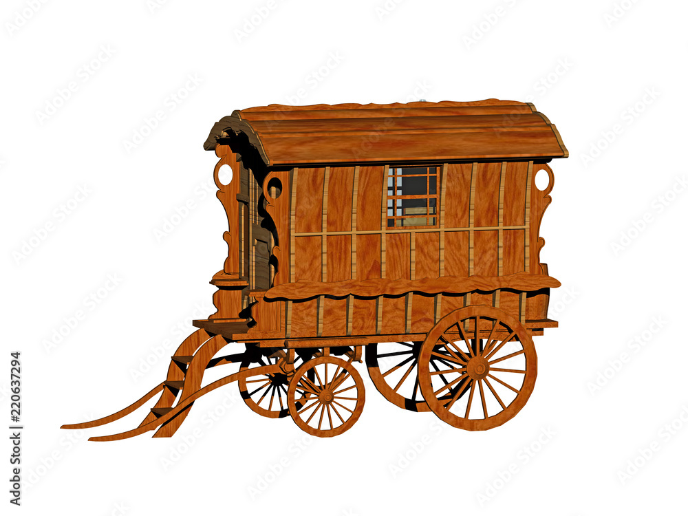 Alter hölzerner Zigeuner Wagen Stock-Illustration | Adobe Stock