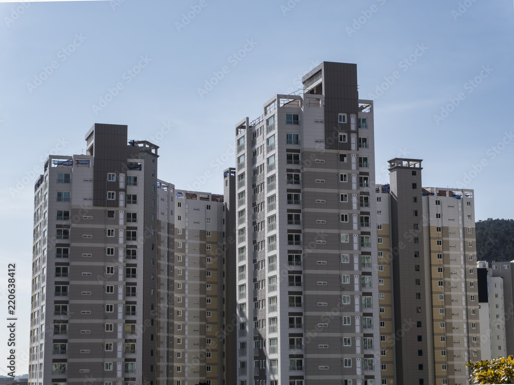 Big buildings in the rich residential quarter of Yeosu city, South Korea Big buildings in the rich residential quarter of Yeosu city, South Korea
