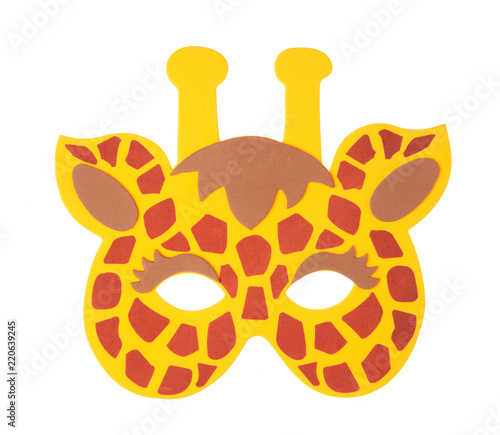 Photography giraffe animal carnival mask isolated on white background