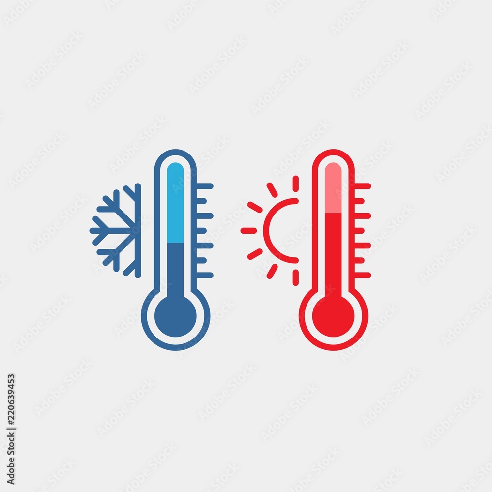 Thermometer flat vector icon. Temperature flat vector icon Thermometer flat vector icon. Temperature flat vector icon