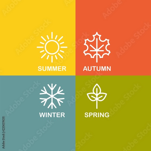 Seasons flat vector icons	