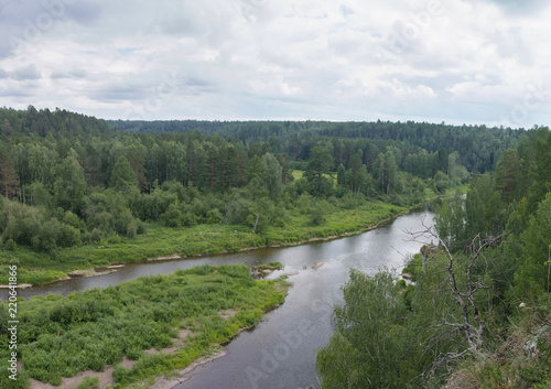 Beautiful mountain landscape with river, Russia, Urals