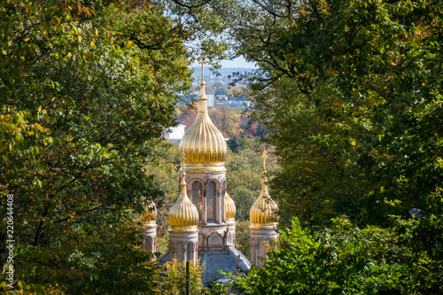 Fotografía Golden domes of Russian Orthodox Church in Wiesbaden