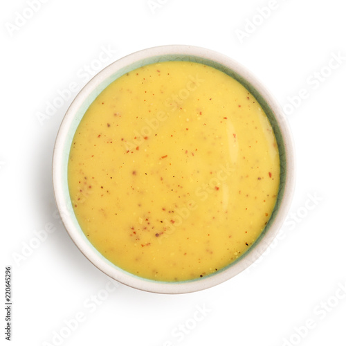 Bowl of mustard and honey sauce photo