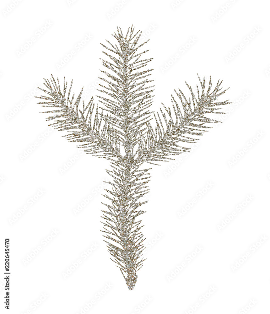 Silver glitter twig of Christmas tree Silver glitter twig of Christmas tree