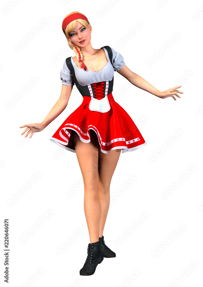 3D Rendering Octoberfest Girl on White 3D Rendering Octoberfest Girl on White