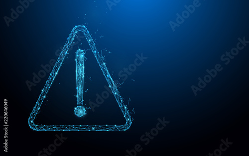 Danger icon and caution sign form lines, triangles and particle style design. Illustration vector