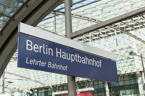 Berlin central railway station sigmpost, Germany. photo