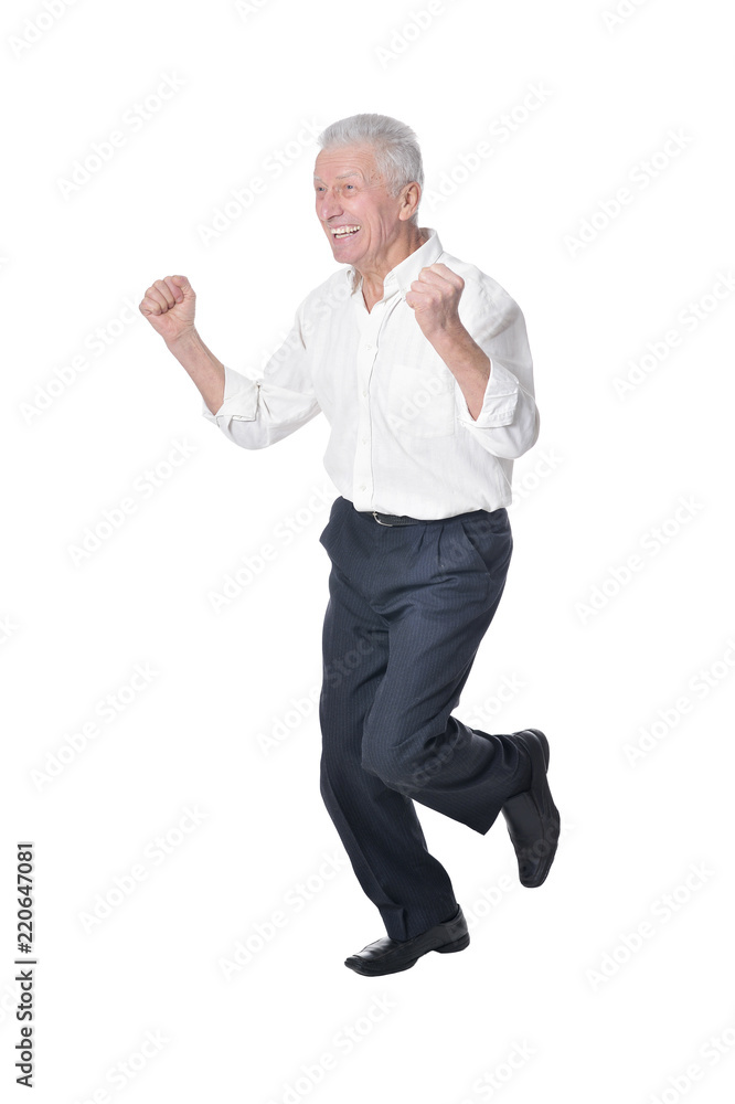 portrait of happy senior man posing isolated portrait of happy senior man posing isolated