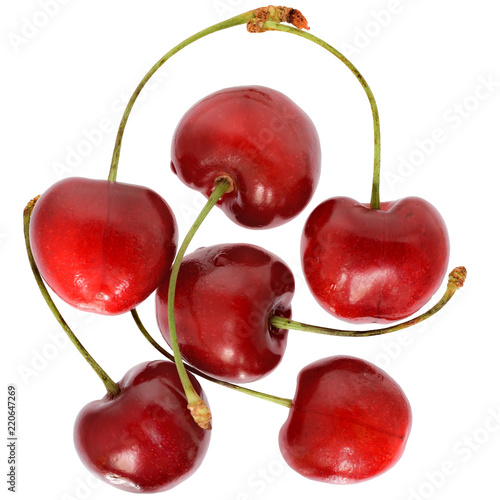 Sweet cherry top view isolated