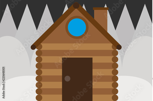 Cabaña de madera y de montaña.