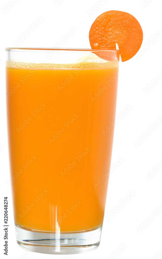 Glass of carrot juice decorated sliced carrots Glass of carrot juice decorated sliced carrots
