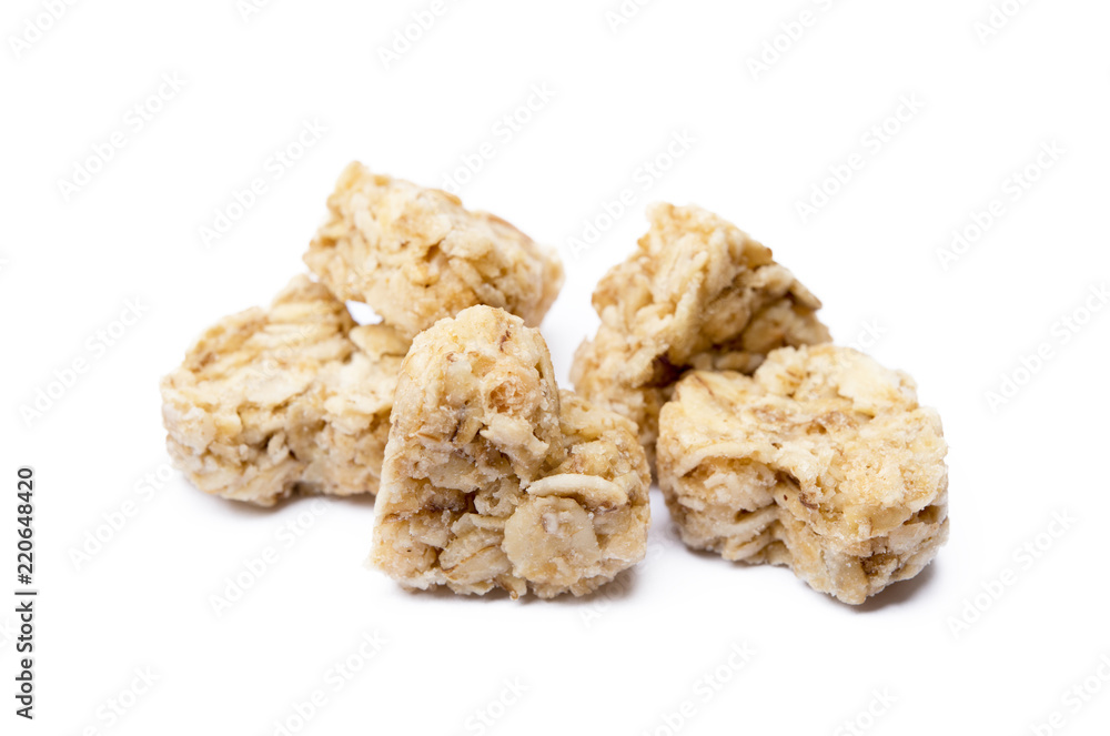 Oatmeal heart dessert isolated on white background Oatmeal heart dessert isolated on white background