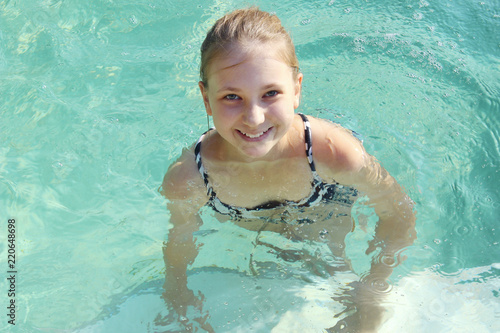 Close Up Portrait Of Young Swimming Girl. People, Active, Travel, Sports Concept. 