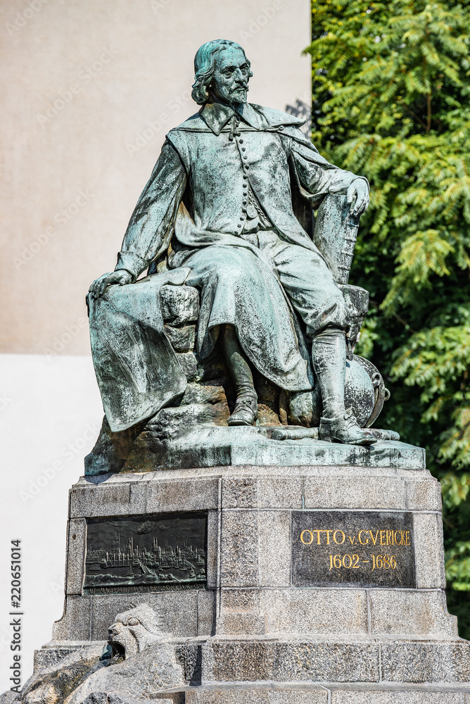 Statue of great scientist Otto Gvericke,  Magdeburg, Germany