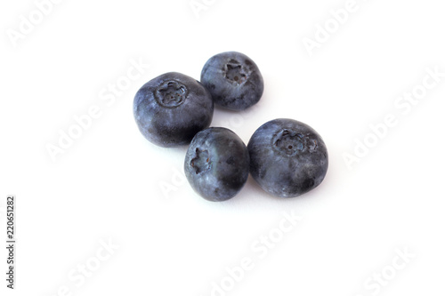 Blueberries on white background.