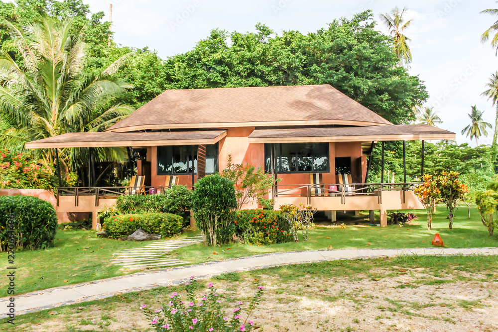 Landscape of brown single Bungalows in thailand. Koh Mak island Landscape of brown single Bungalows in thailand. Koh Mak island