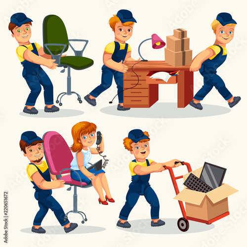 Office moving colorful set