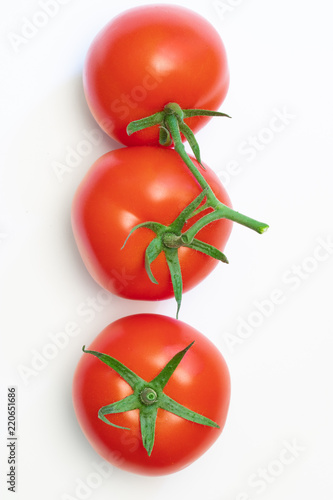 red tomatoes on a green branch