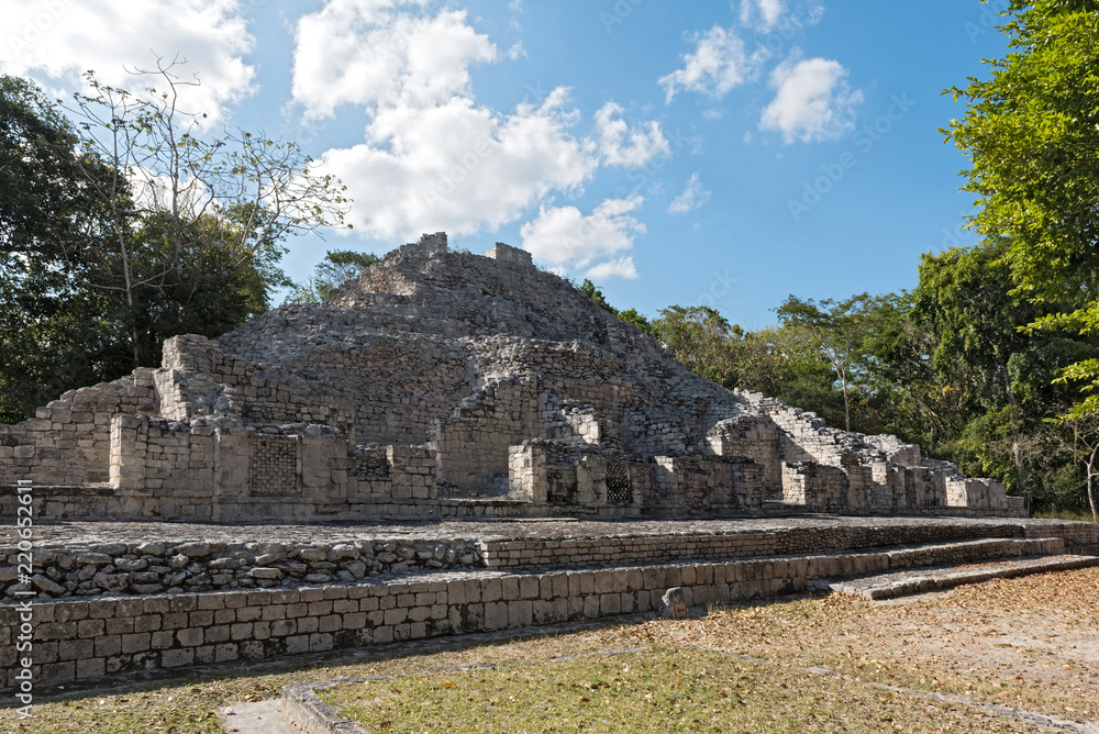 The ruins of the ancient Mayan city of Becan, Campeche, Mexico