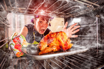 Funny Housewife perplexed and angry. Loser is destiny!