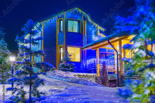 Winter  Cottage village in ...