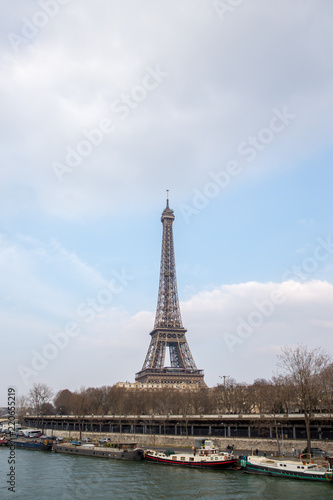 The Eiffel tower from the river Seine in Paris