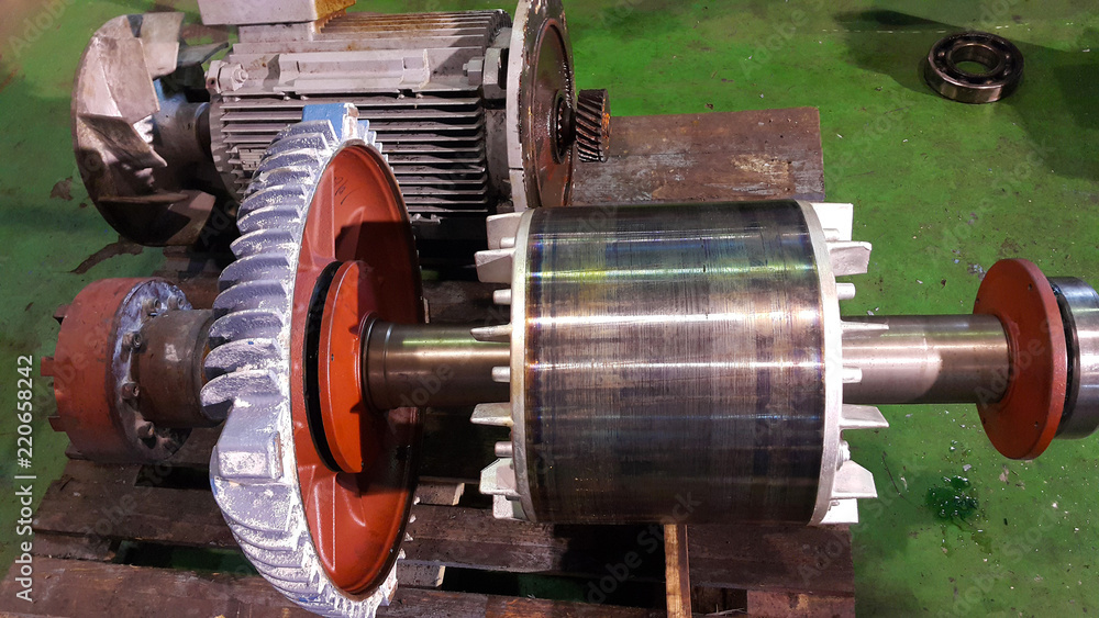 Rotor shaft and bearing for electric motor , Overhaul motor and change