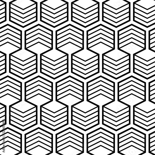 Vector seamless texture. Modern geometric background. Repeated pattern with hexagonal tiles.
