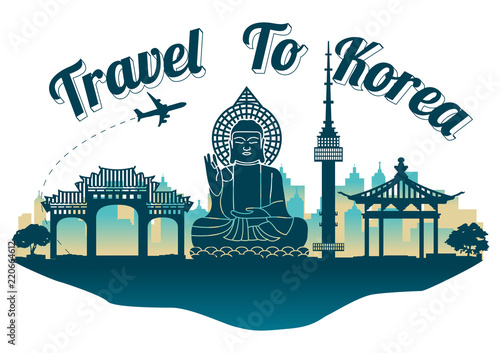 Korea top famous landmark silhouette style on island  famous landmark silhouette style,welcome to Korea,travel and tourism