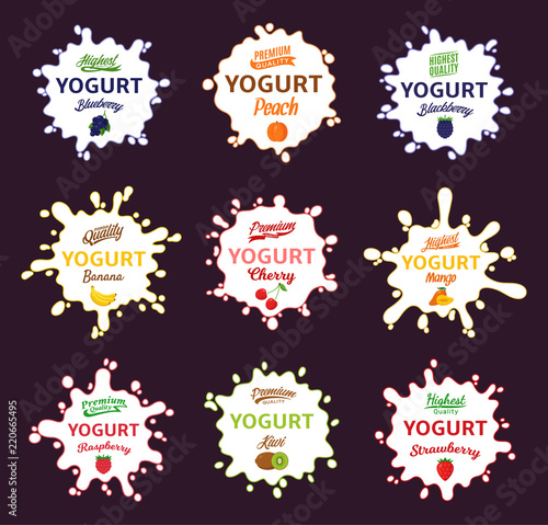 Vector yogurt splashes