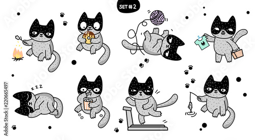 Cute cartoon cats with different emotions. Set 2