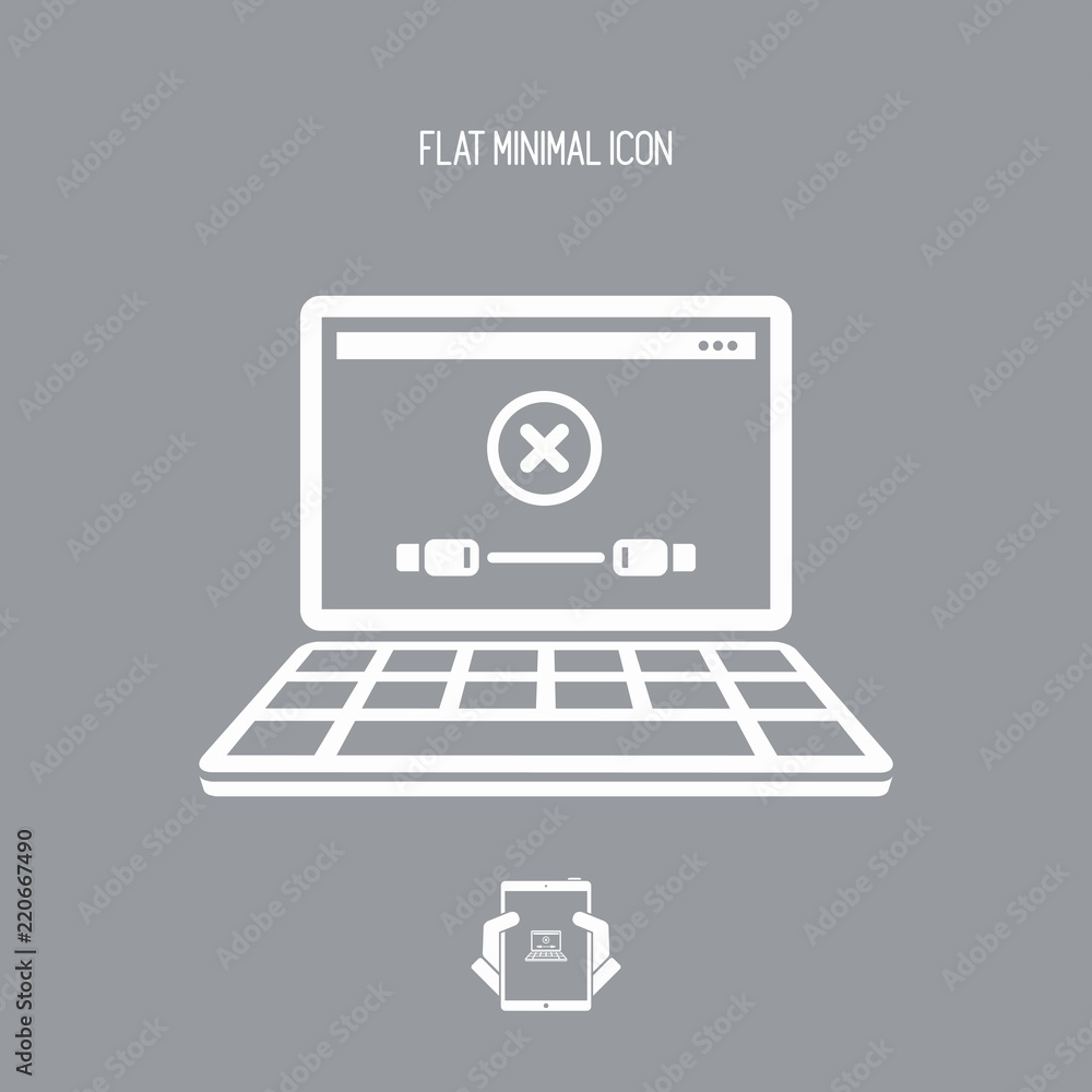 Error cable connection on computer - Vector flat minimal icon Error cable connection on computer - Vector flat minimal icon