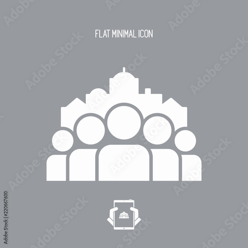 Cityscape and people community - Vector flat minimal icon