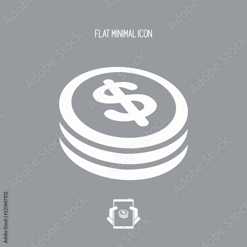 Dollar coin flat icon