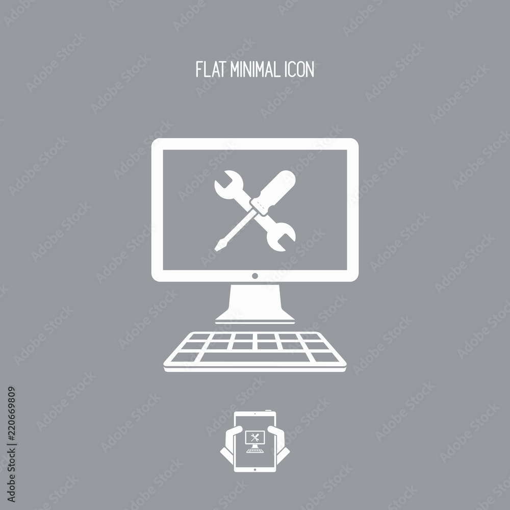 Computer technical support - Vector icon Computer technical support - Vector icon