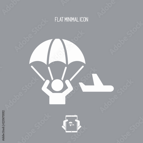 Parachutist jumping from the airplane - Minimal icon