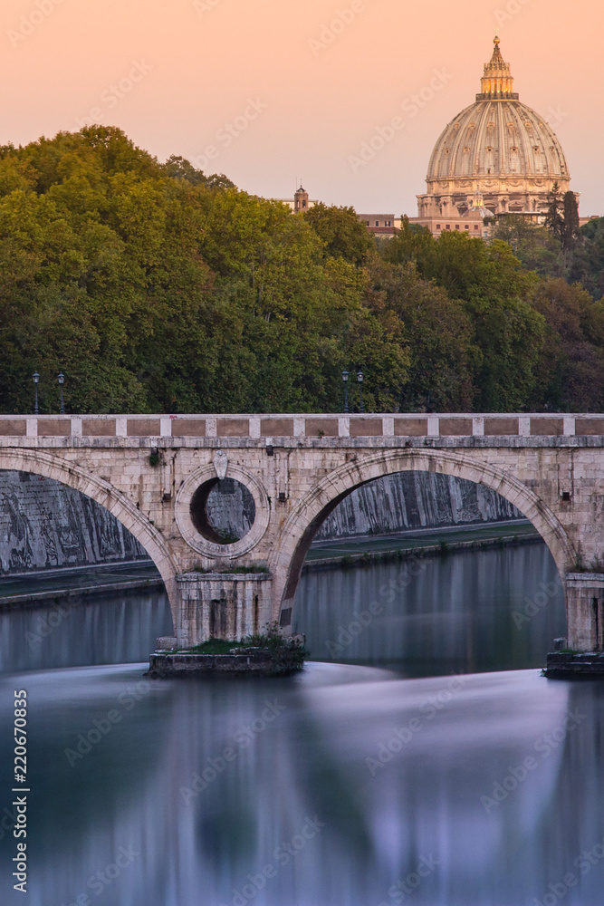 St Peter's Basilica viewed from Tiber River