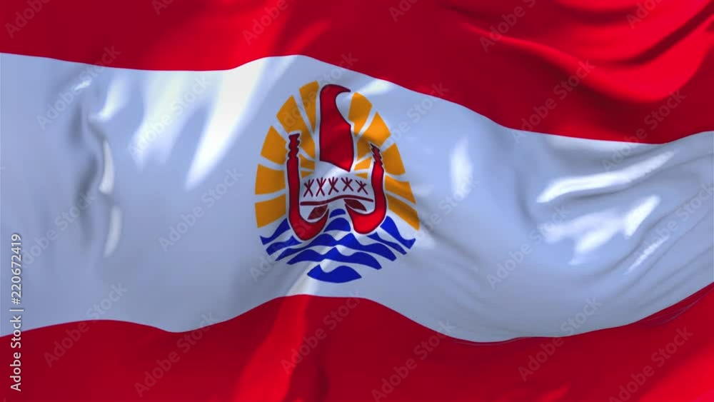176 French Polynesia Flag Waving In Wind Slow Motion Animation 4k