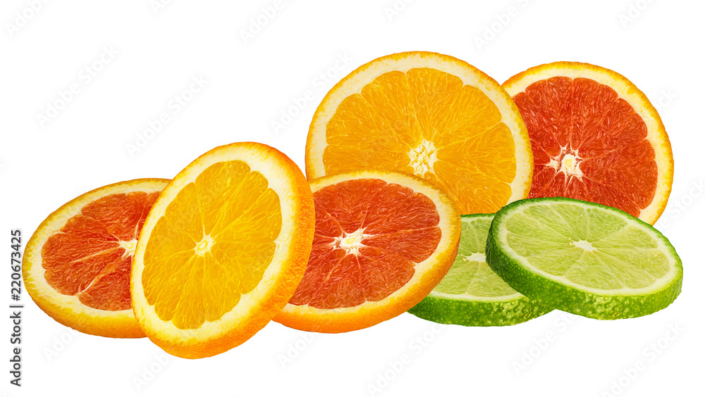 Juicy orange slices isolated on white background with clipping path Juicy orange slices isolated on white background with clipping path
