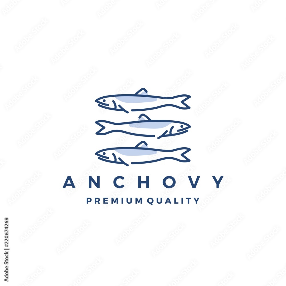 anchovy fish logo vector icon seafood illustration anchovy fish logo vector icon seafood illustration